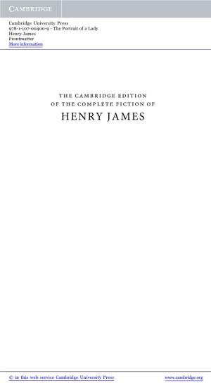 Henry James Frontmatter More Information
