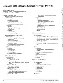 Diseases of the Bovine Central Nervous System