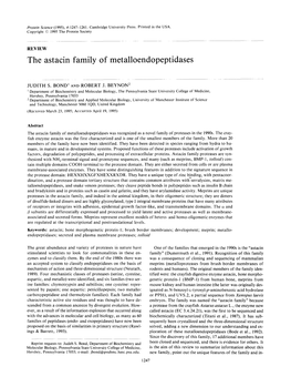 The Astacin Family of Metalloendopeptidases