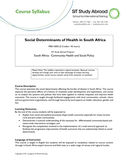 The Practice and Provision of Community Health in South Africa
