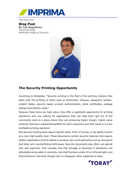 The Security Printing Opportunity