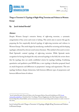 A Typology of Right-Wing Terrorism and Violence in Western Europe By