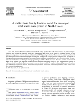 A Multicriteria Facility Location Model for Municipal Solid Waste Management in North Greece