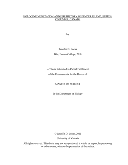 Holocene Vegetation and Fire History of Pender Island, British Columbia, Canada