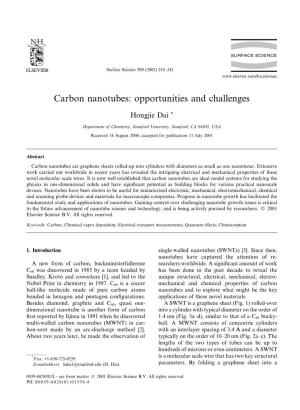 Carbon Nanotubes: Opportunities and Challenges