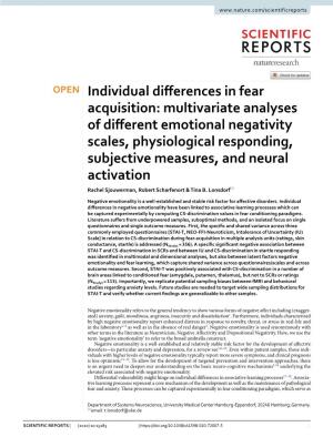 Individual Differences in Fear Acquisition