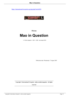Mao in Question