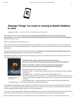 'Stranger Things' Ice Cream Is Coming to Baskin-Robbins in June