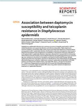 Association Between Daptomycin Susceptibility and Teicoplanin Resistance in Staphylococcus Epidermidis