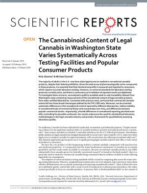 The Cannabinoid Content of Legal Cannabis in Washington State Varies Systematically Across Testing Facilities and Popular Consum