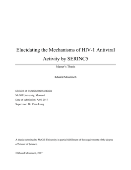 Elucidating the Mechanisms of HIV-1 Antiviral Activity by SERINC5
