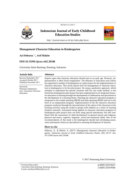 Indonesian Journal of Early Childhood Education Studies