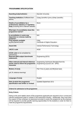 Programme Specification