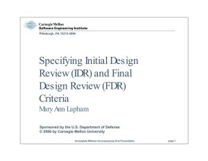 And Final Design Review (FDR) Criteria Mary Ann Lapham