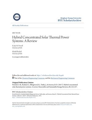 Hybrid Concentrated Solar Thermal Power Systems: a Review Kody M