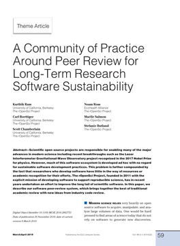 A Community of Practice Around Peer Review for Long-Term Research Software Sustainability