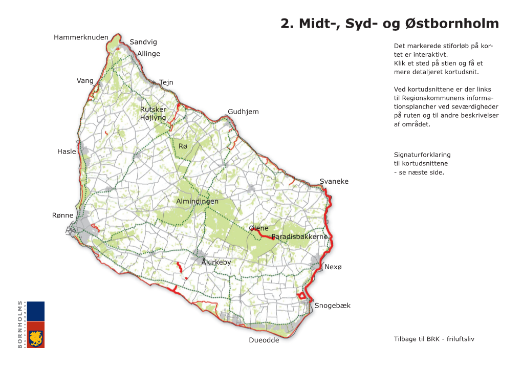 2. Midt-, Syd- Og Østbornholm Hammerknuden Sandvig Det Markerede Stiforløb På Kor- Allinge Tet Er Interaktivt