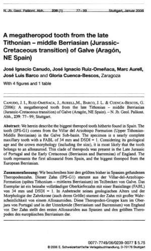 Jurassic- Cretaceous Transition) of Galve (Aragon, NE Spain)