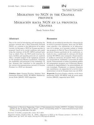 Migration to NGN in the Granma Province Migración Hacia NGN En La Provincia Granma