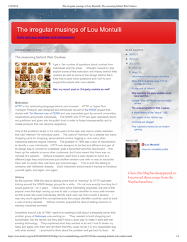 The Irregular Musings of Lou Montulli: the Reasoning Behind Web Cookies