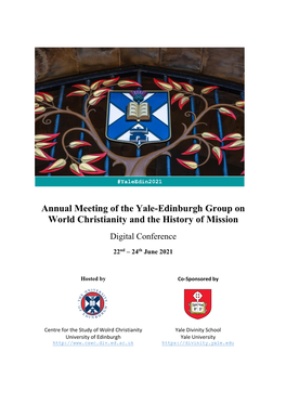 Annual Meeting of the Yale-Edinburgh Group on World Christianity and the History of Mission