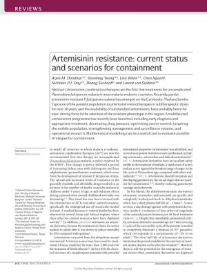 Artemisinin Resistance: Current Status and Scenarios for Containment