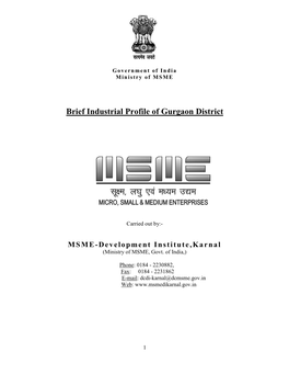 Brief Industrial Profile of Gurgaon District