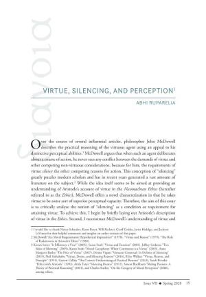 Virtue, Silencing, and Perception1