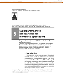 Superparamagnetic Nanoparticles for Biomedical Applications 121 and Subsequent Separation in a Magnetic Field Gradient for Diagnostic Purposes