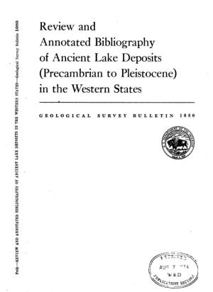 Review and Annotated Bibliography of Ancient Lake Deposits (Precambrian to Pleistocene) G-I in the Western States As Jz;