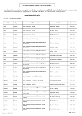 Liste Des Praticiens Hospitaliers Temps Plein Nommés Dans Les Établissements Public De Santé Et Les Établissements Médico