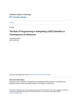 The Role of Programming in Interpreting LGBTQ Identities in Contemporary Art Museums
