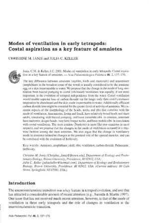 Modes of Ventilation in Early Tetrapods: Costal Aspiration As a Key Feature of Amniotes