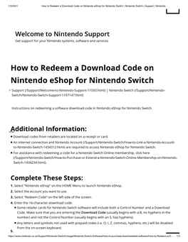 How to Redeem a Download Code on Nintendo Eshop for Nintendo Switch | Nintendo Switch | Support | Nintendo