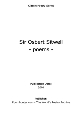Sir Osbert Sitwell - Poems