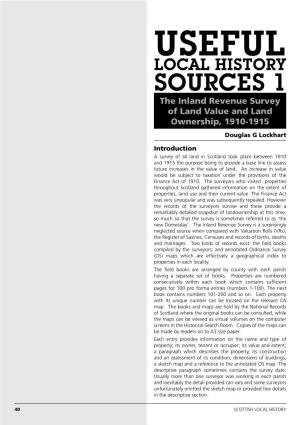 SOURCES 1 the Inland Revenue Survey of Land Value and Land Ownership, 1910-1915 Douglas G Lockhart