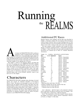 Characters Comprise the Vast Majority of the Adventurers Found in Faerun