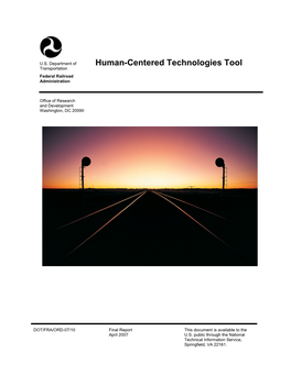 Human-Centered Technologies Tool Transportation Federal Railroad Administration