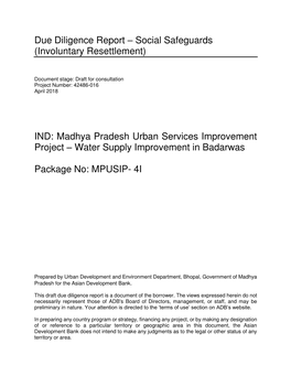 42486-016: Madhya Pradesh Urban Services Improvement Project