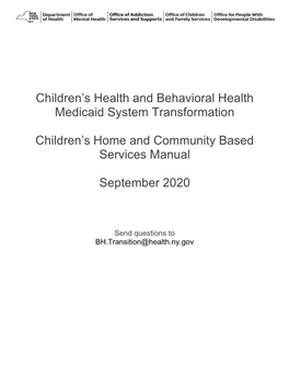 Children's Home and Community Based Services (HCBS) Manual