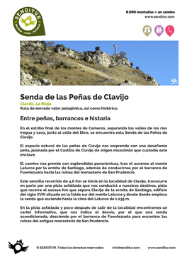 Senda De Las Peñas De Clavijo Clavijo, La Rioja Ruta De Elevado Valor Paisajístico, Así Como Histórico