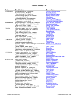 Zumwalt Butterfly List