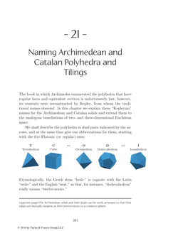 Naming Archimedean and Catalan Polyhedra and Tilings