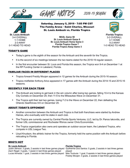 Saint Charles, Missouri St. Louis Ambush Vs. Florida Tropics St