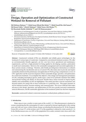 Design, Operation and Optimization of Constructed Wetland for Removal of Pollutant