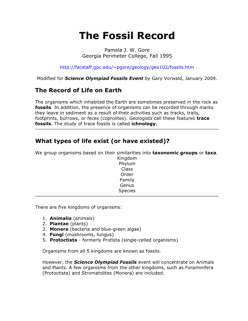 The Fossil Record