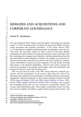 Mergers and Acquisitions and Corporate Governance 199