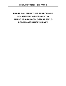 Phase 1A Literature Search and Sensitivity Assessment & Phase 1B