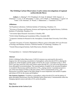 The Orbiting Carbon Observatory-2 Early Science Investigations of Regional Carbon Dioxide Fluxes