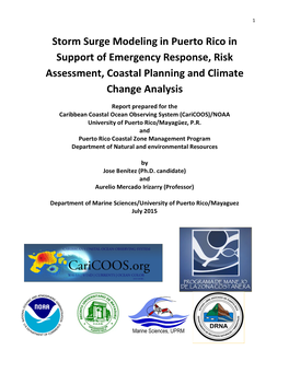Storm Surge Modeling in Puerto Rico in Support of Emergency Response, Risk Assessment, Coastal Planning and Climate Change Analysis